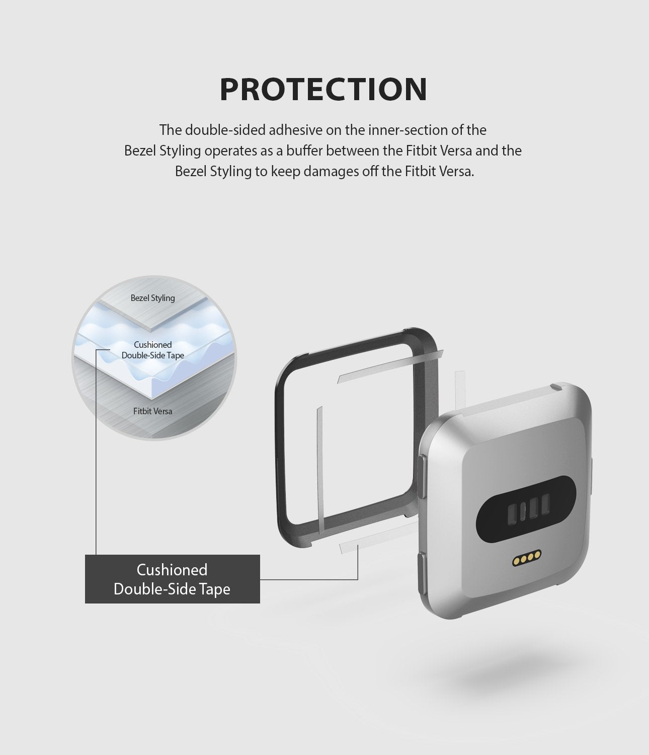 Ringke Bezel Styling Designed for Fitbit Versa Case Cover, Gray - FW-V-06, protection
