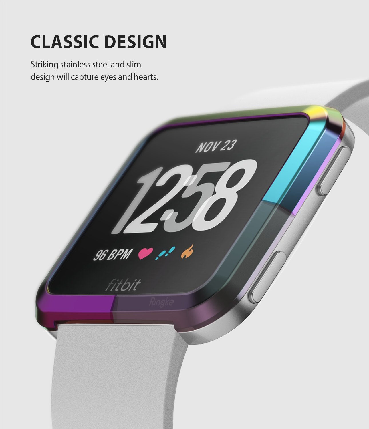 Ringke Bezel Styling Designed for Fitbit Versa Case Cover, Neo Ghrome- FW-V-08, classic design