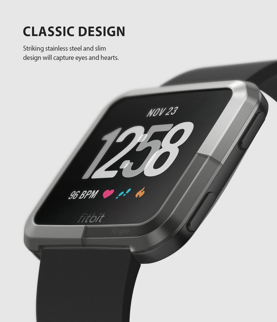 Ringke Bezel Styling Designed for Fitbit Versa Case Cover, Silver- FW-V-09, classic design