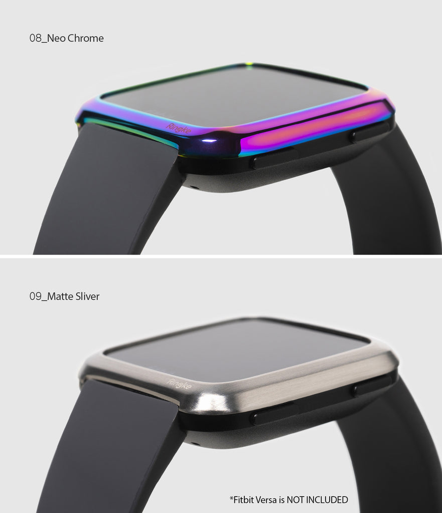 Ringke Bezel Styling Designed for Fitbit Versa Case Cover, Silver- FW-V-09, neo chrome