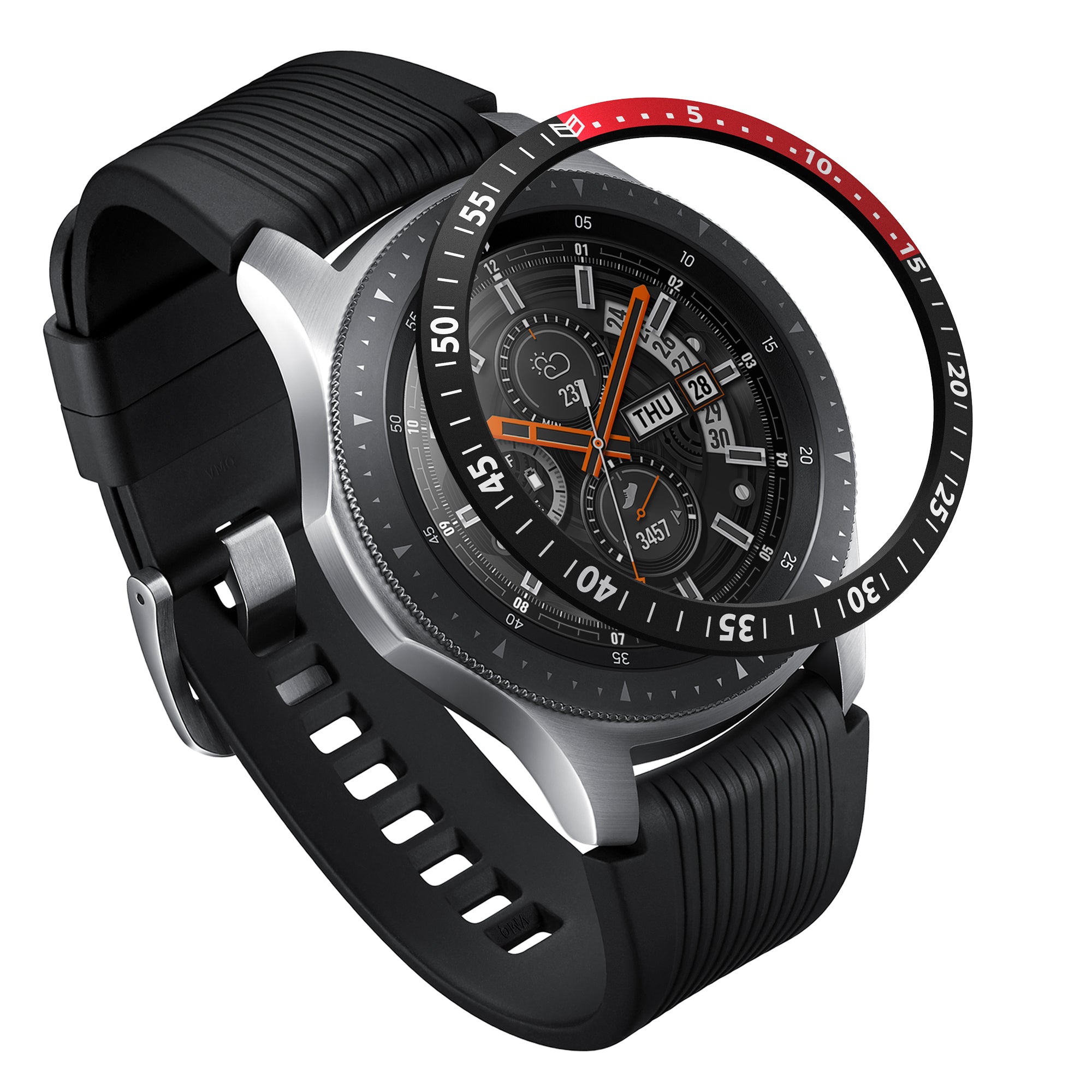 ringke bezel styling for galaxy watch 46mm aluminium black and red