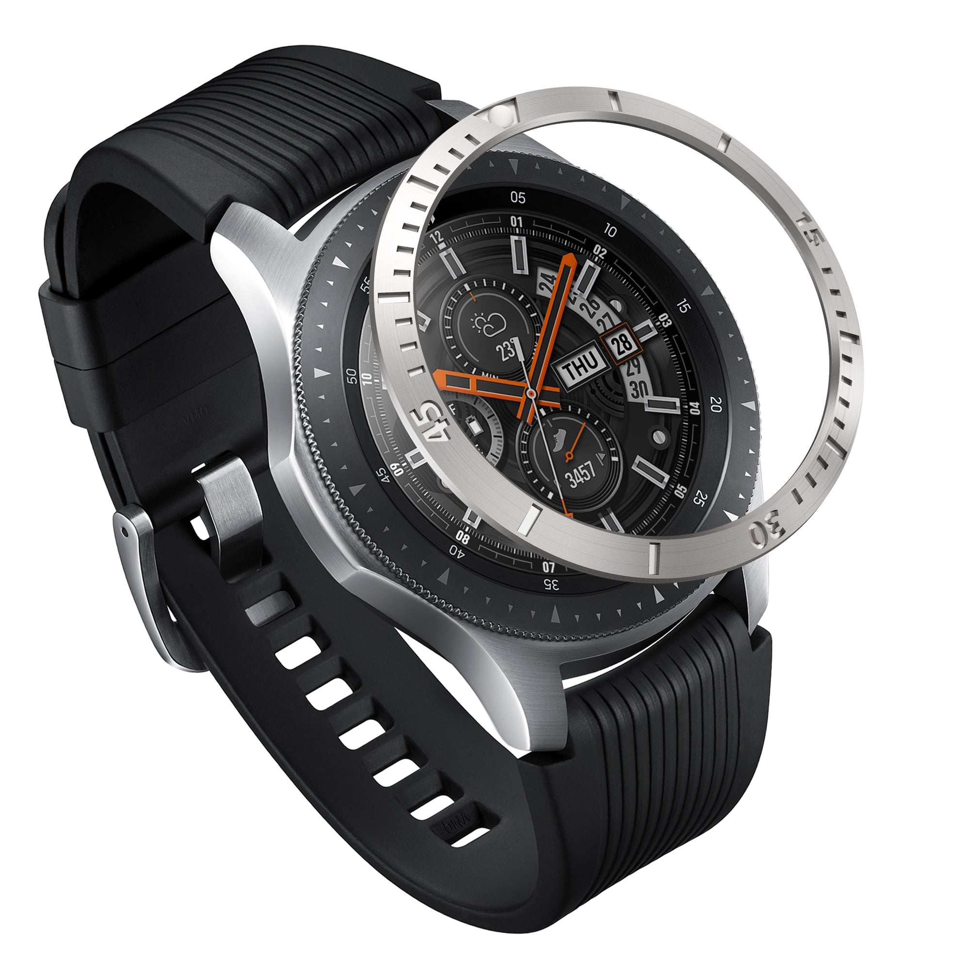 ringke bezel styling stainless steel designed for galaxy watch 46mm, galaxy watch gear s3 frontier and cleassic