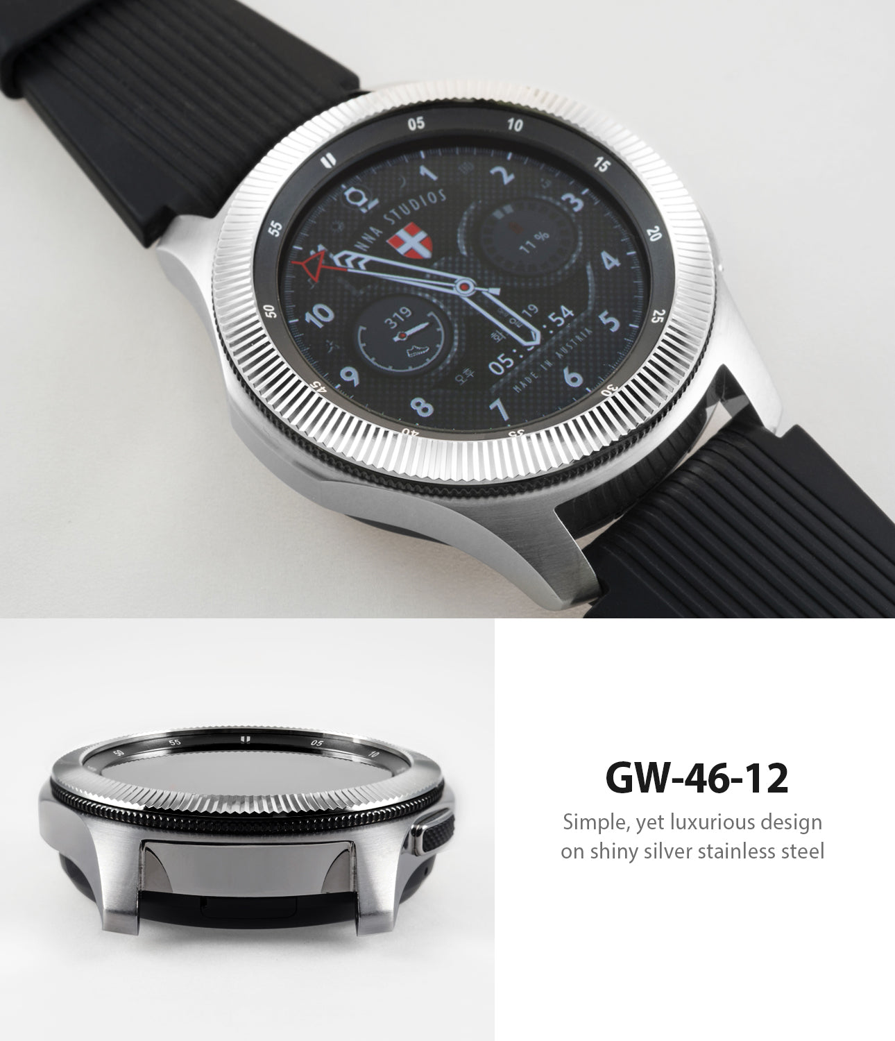 high gloss stainless steel finish with simple patterns deeply engraved for long lasting color