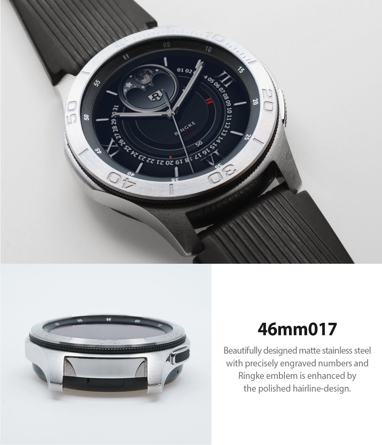 beautifully designed matte stainless steel with precisely engraved numbers and ringke emblem