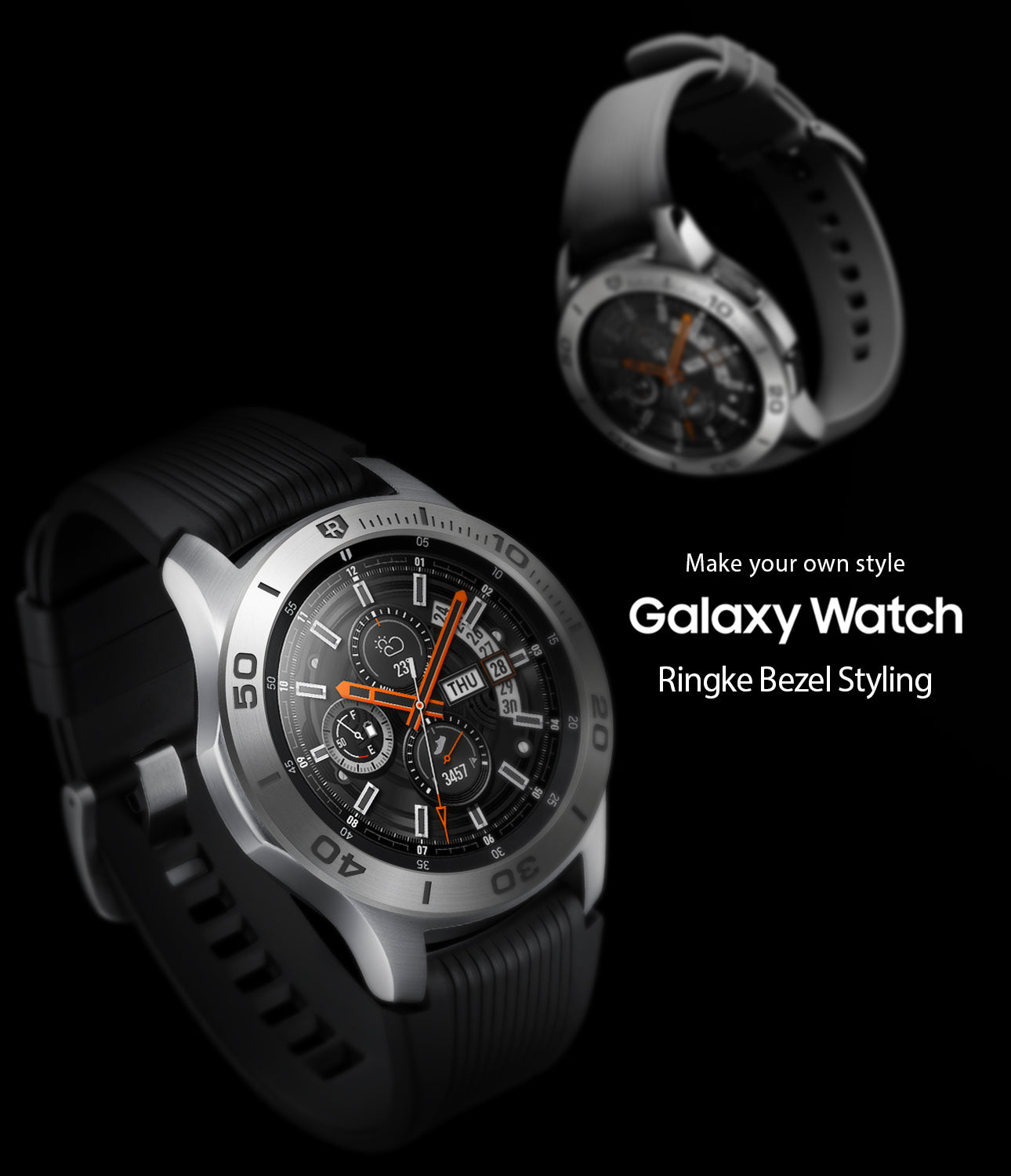 ringke bezel styling for samsung galaxy watch 46mm silver stainless steel