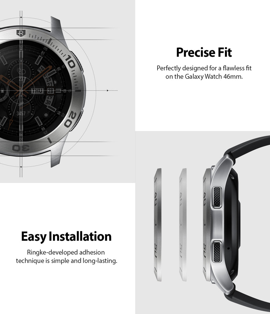 ringke bezel styling for samsung galaxy watch 46mm silver stainless steel easy installation
