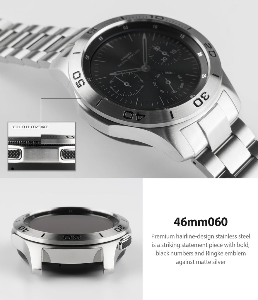 ringke bezel styling for samsung galaxy watch 46mm silver stainless steel seamless fit