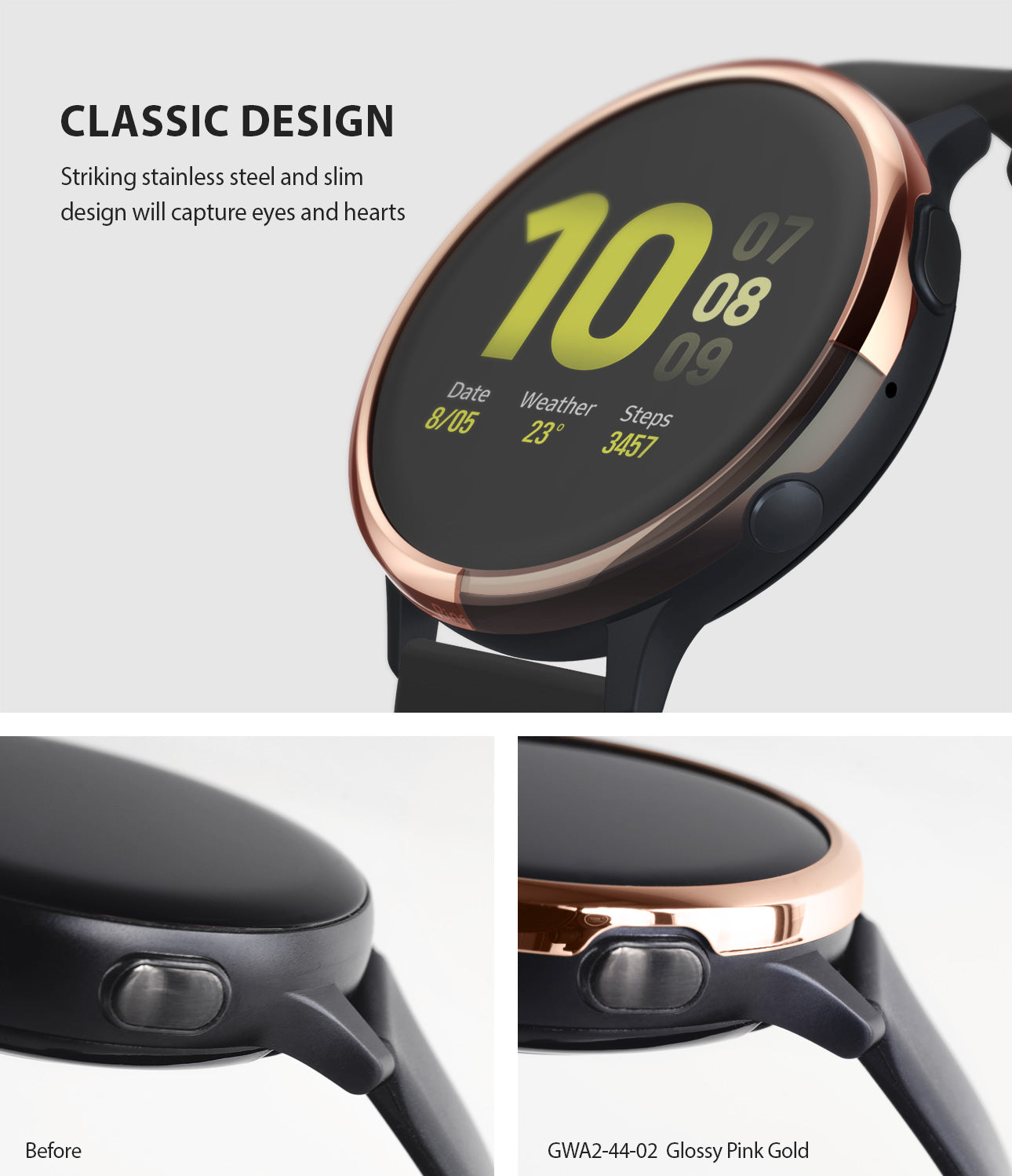 ringke bezel styling for galaxy watch active 2 44mm stainless steel classic design