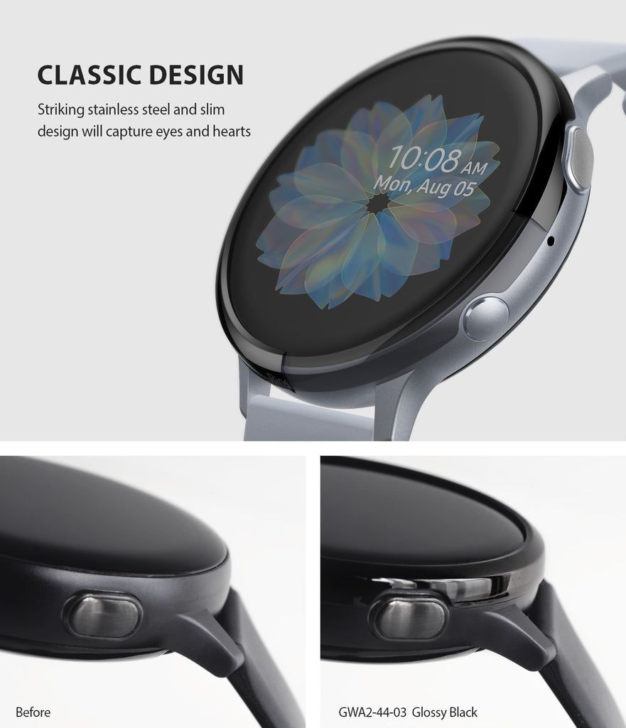 ringke bezel styling for galaxy watch active 2 44mm stainless steel classic design
