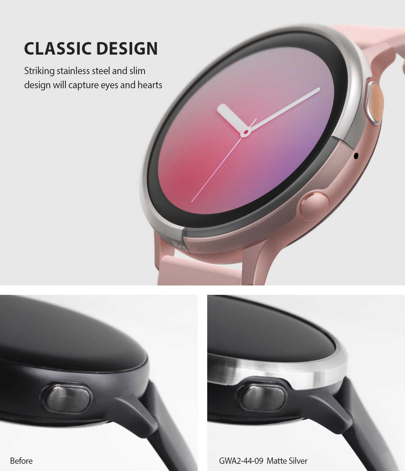 ringke bezel styling for galaxy watch active 2 44mm stainless steel classic design