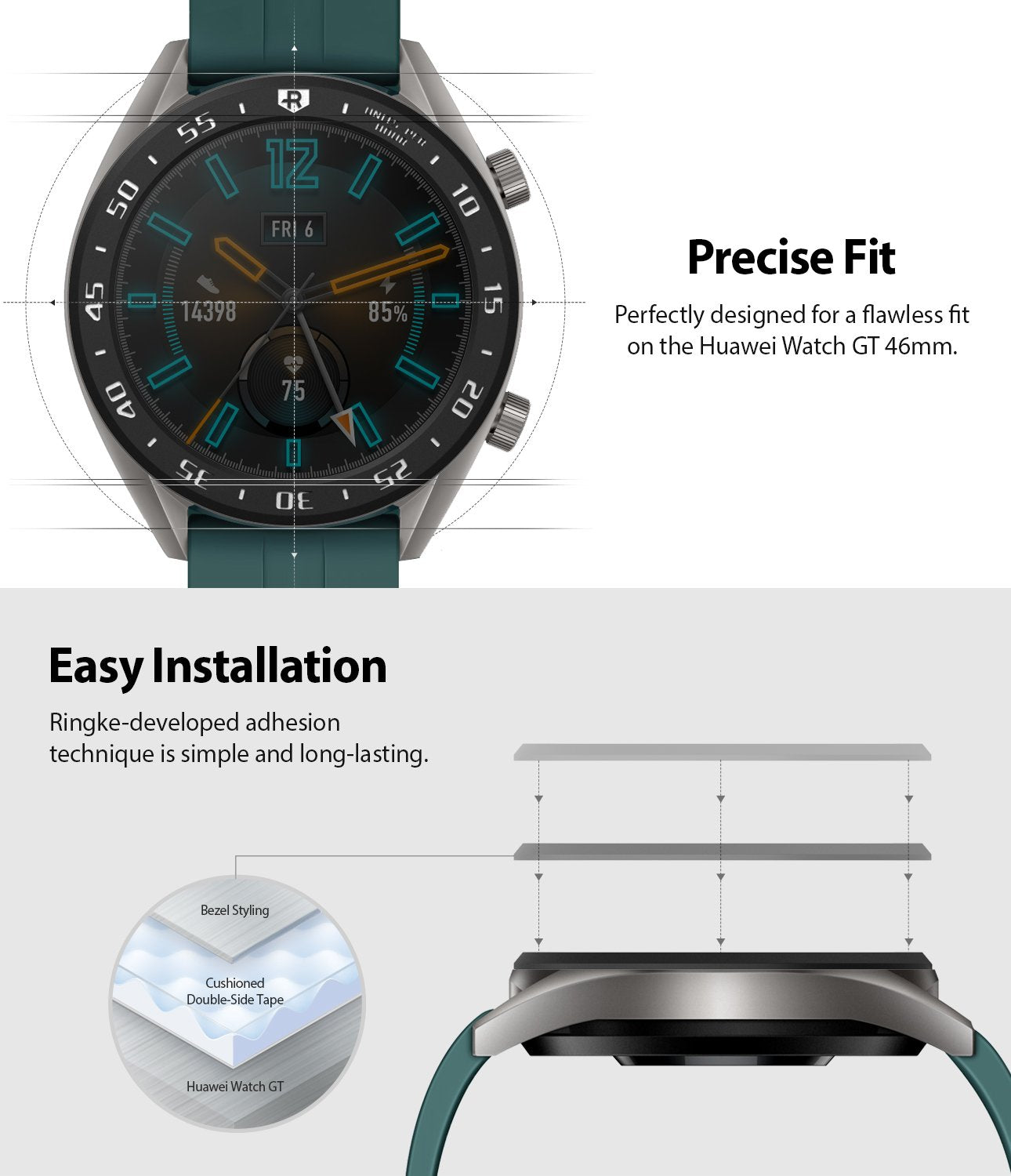 Ringke Bezel Styling for Huawei Watch GT 46mm 46-03 Black, perfect fit