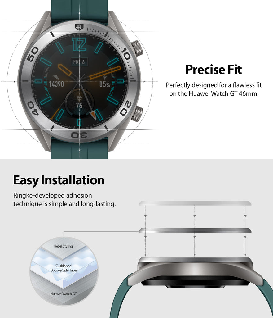 Ringke Bezel Styling for Huawei Watch GT 46mm 46-16 Silver, precise fit