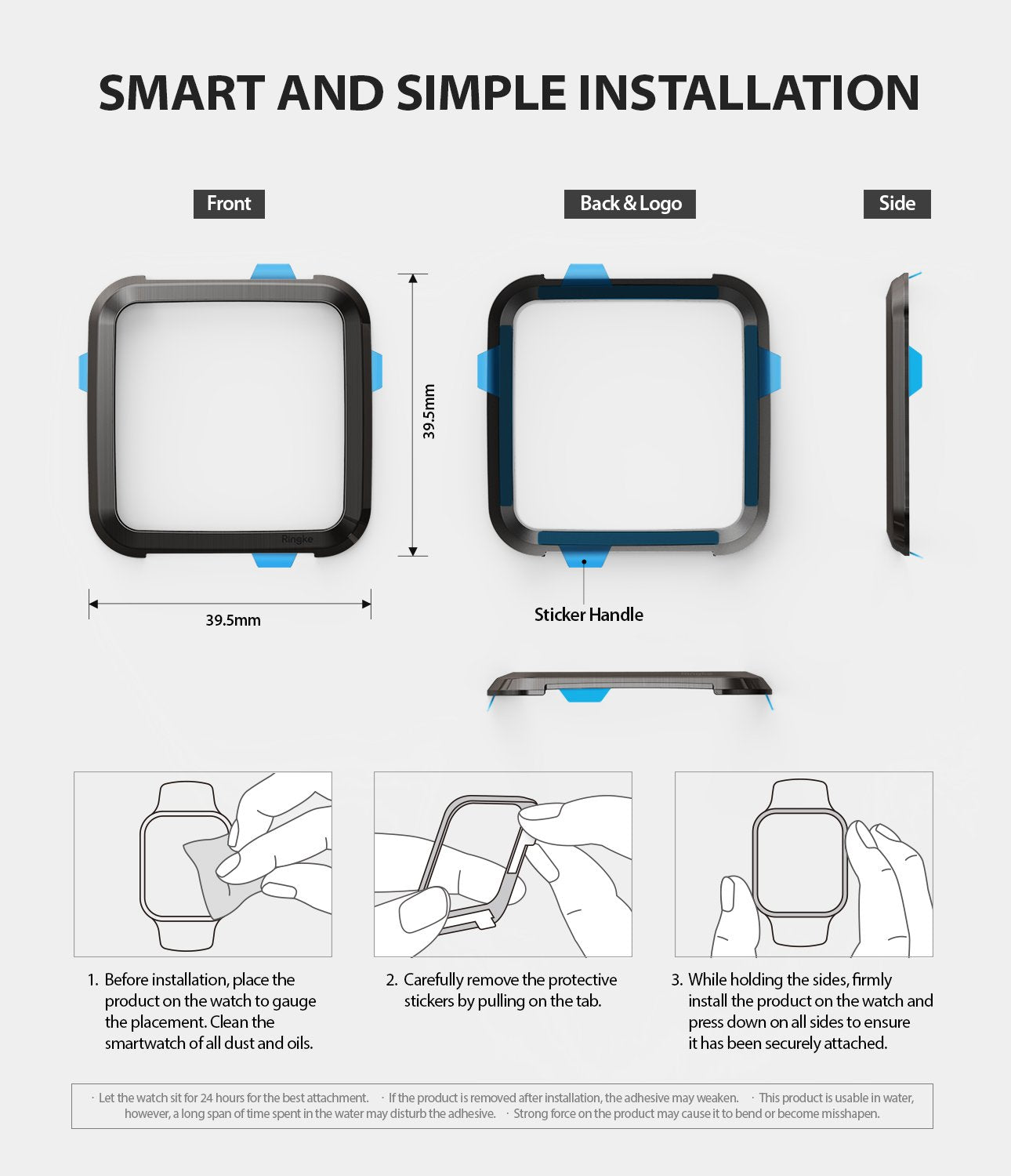 Ringke Bezel Styling Designed for Fitbit Versa Case Cover, Gray - FW-V-06, easy installation