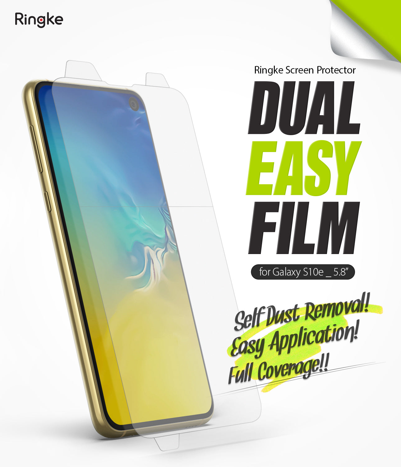 galaxy s10e dual easy full cover screen protector 2 pack
