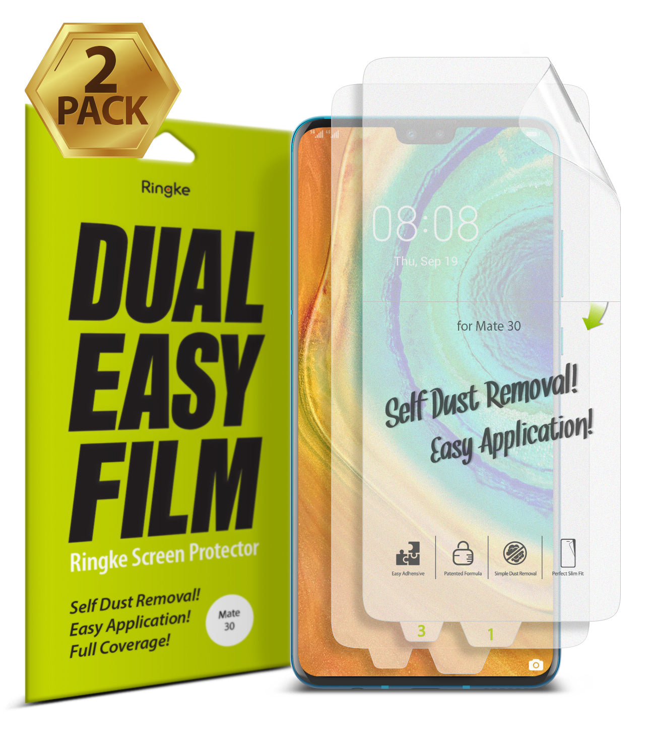 Huawei Mate 30 [Dual Easy Full Cover] Screen Protector [2 Pack]
