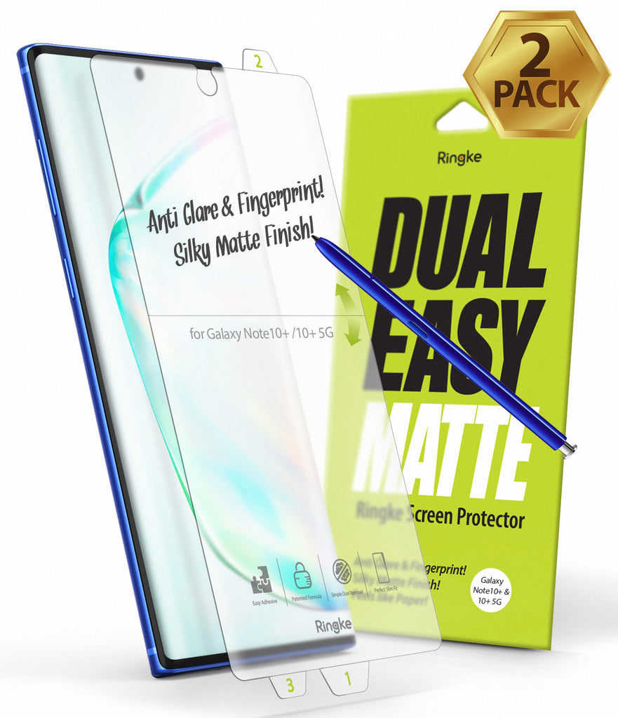 Galaxy Note 10 Plus [Dual Easy Film Matte] Screen Protector [2 Pack]