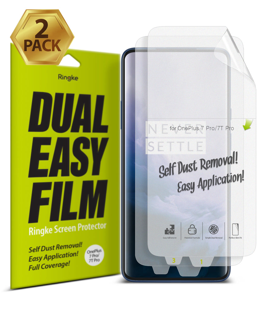 OnePlus 7 Pro / 7T Pro [Dual Easy Film] Screen Protector [2 Pack]