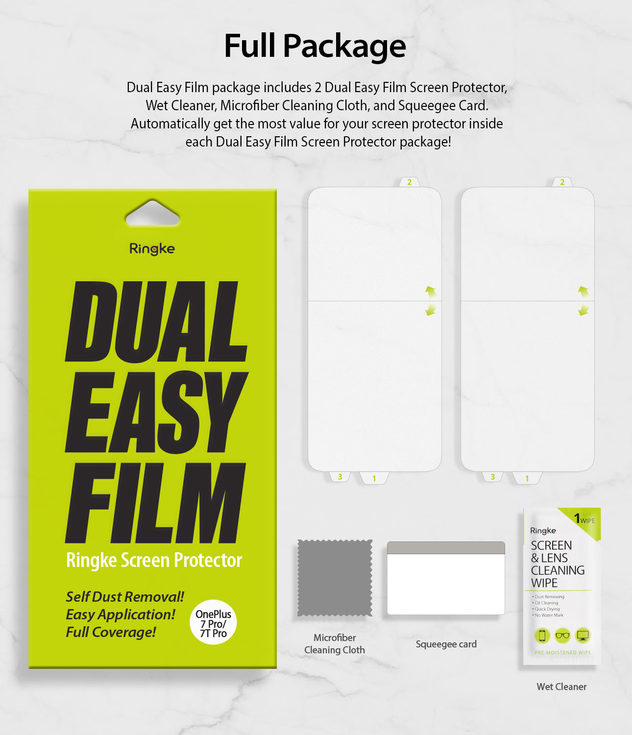 OnePlus 7 Pro / 7T Pro [Dual Easy Film] Screen Protector [2 Pack]