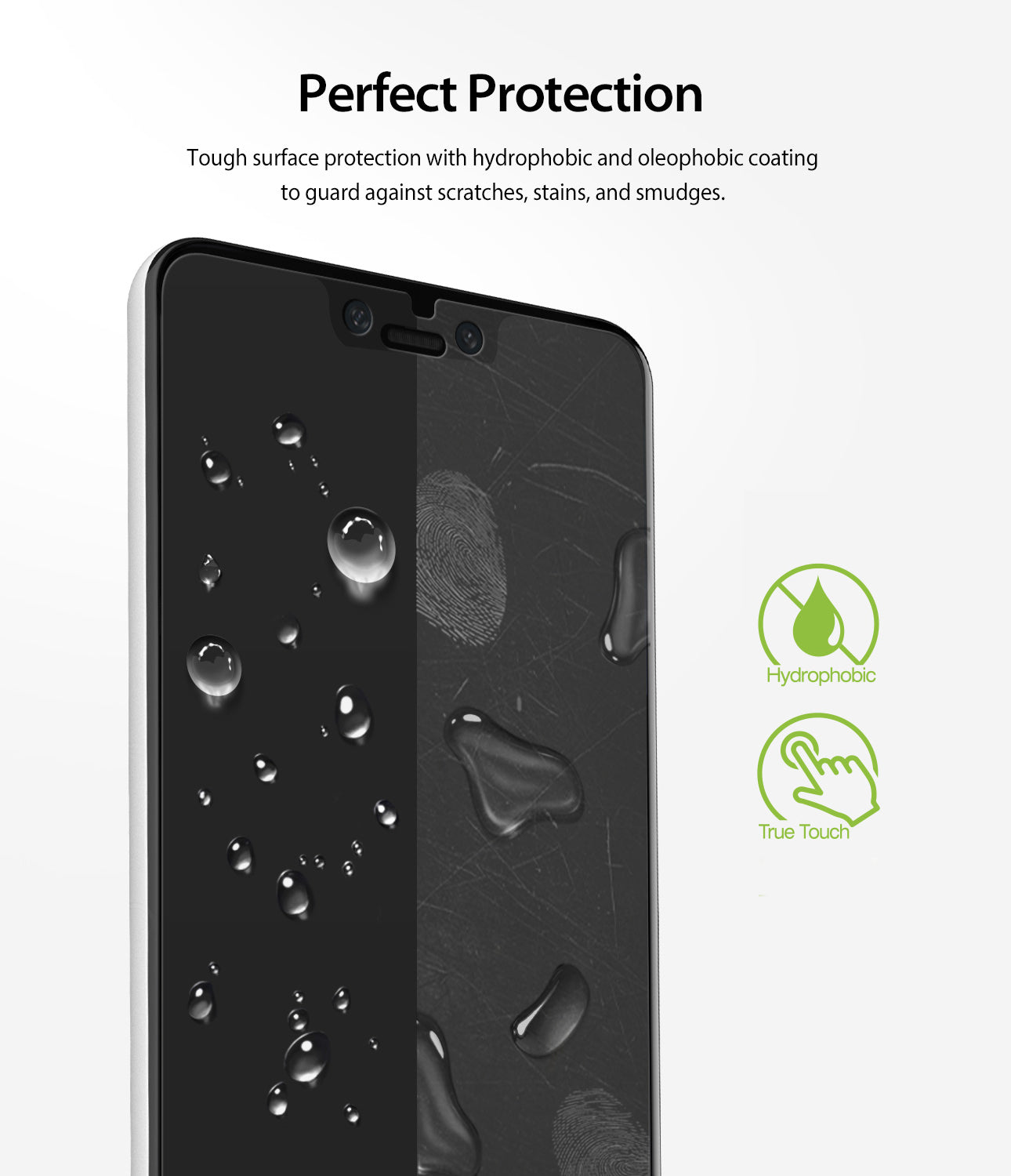 touch surface protection with hydrophobic and oleophobic coating