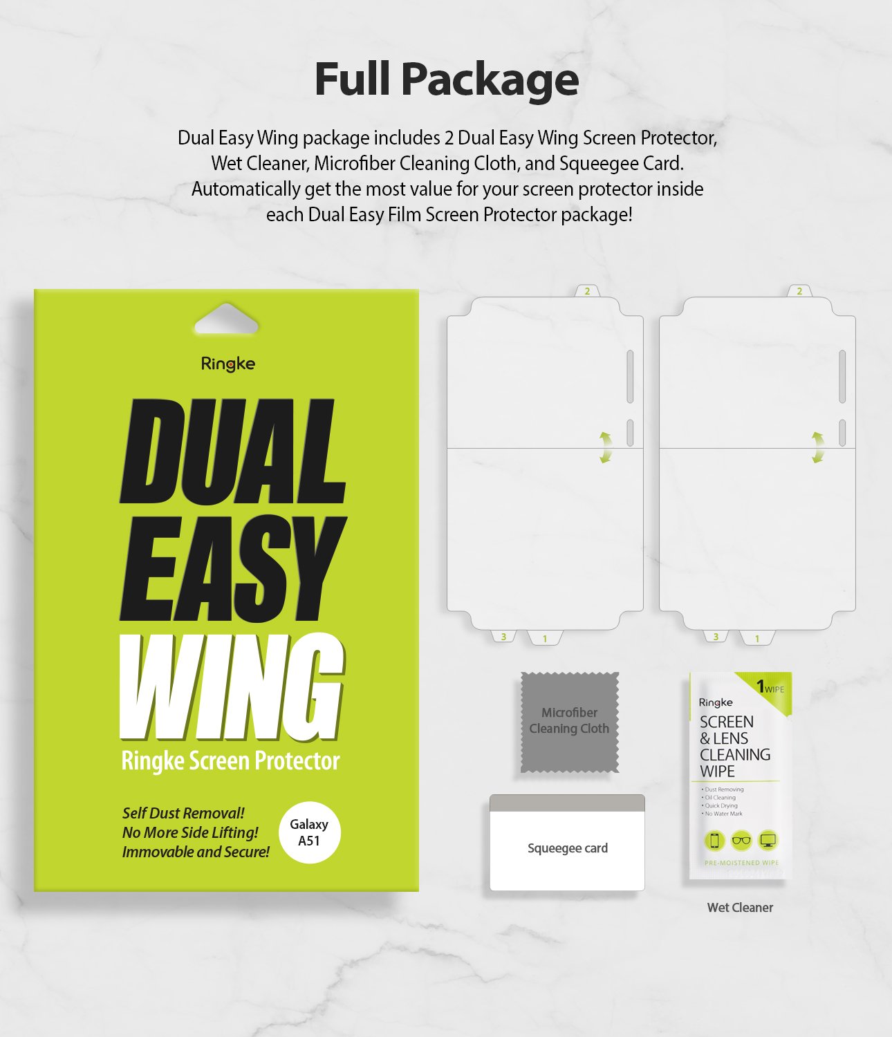 Galaxy A51 [Dual Easy Film Wing] Screen Protector [2 Pack]