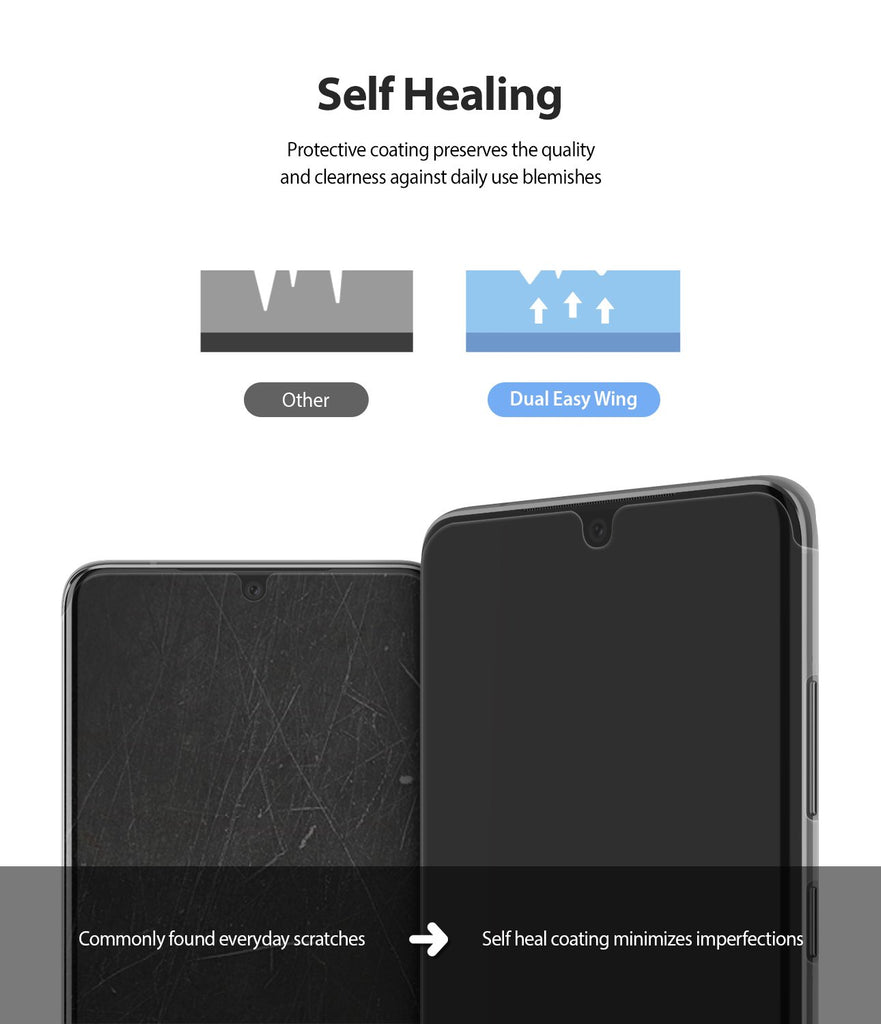 Ringke Galaxy S20 Ultra, Dual Easy Film Wing, Screen Protector, 2 pack, self healing