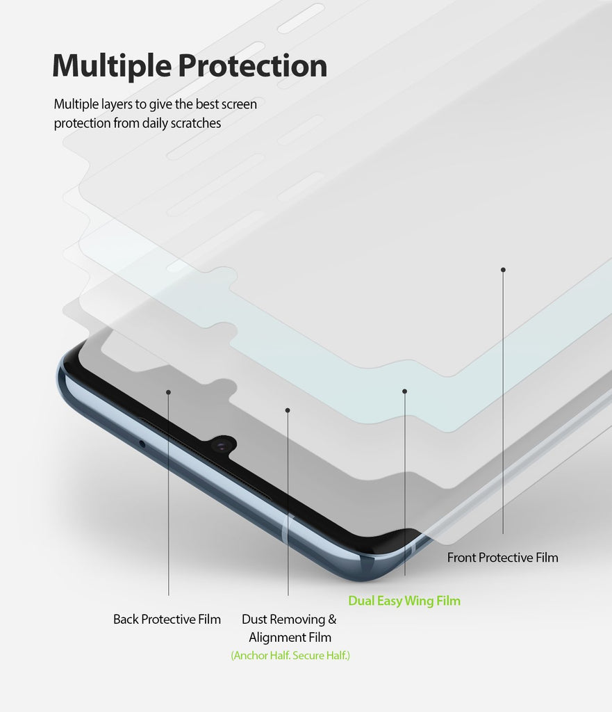 Galaxy S20 Screen Protector Dual Easy Film Wing, 2 pack, multiple protection