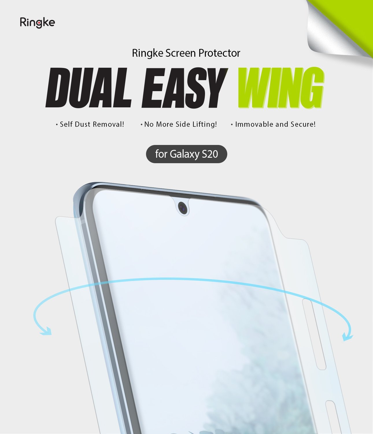 Galaxy S20 Screen Protector Dual Easy Film Wing, 2 pack