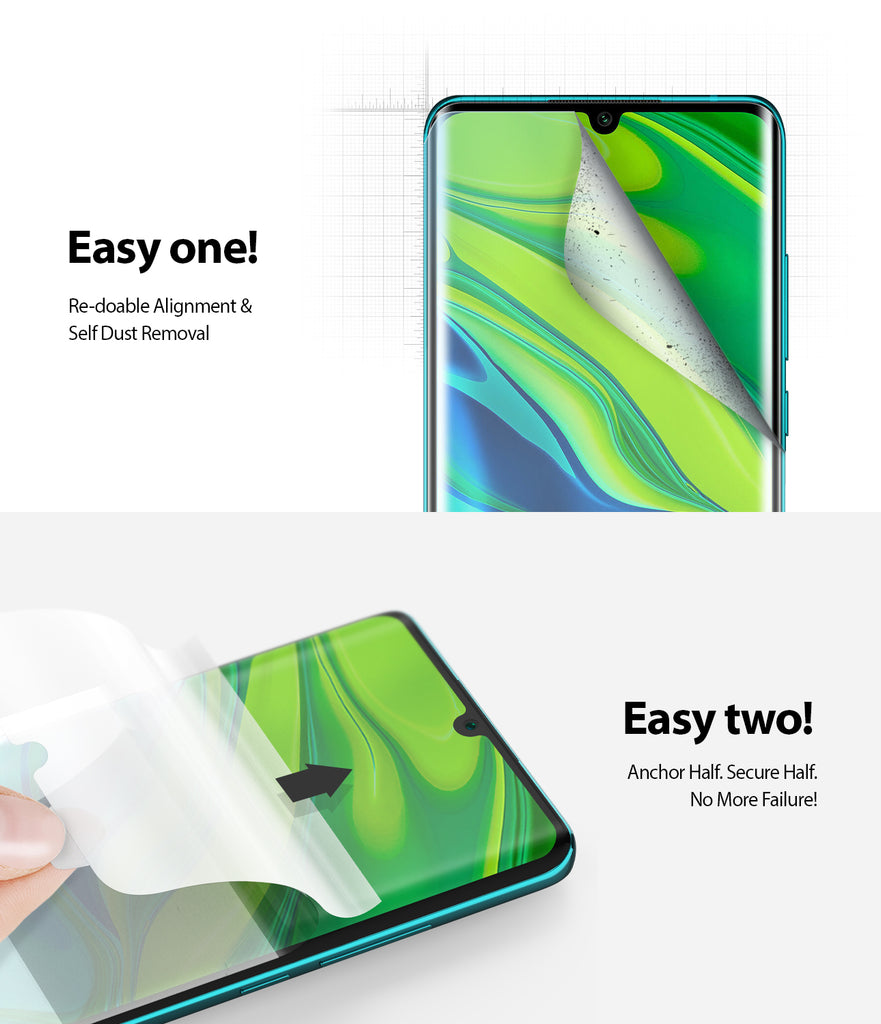 Xiaomi Mi Note 10 [Dual Easy Film Wing] Screen Protector [2 Pack]