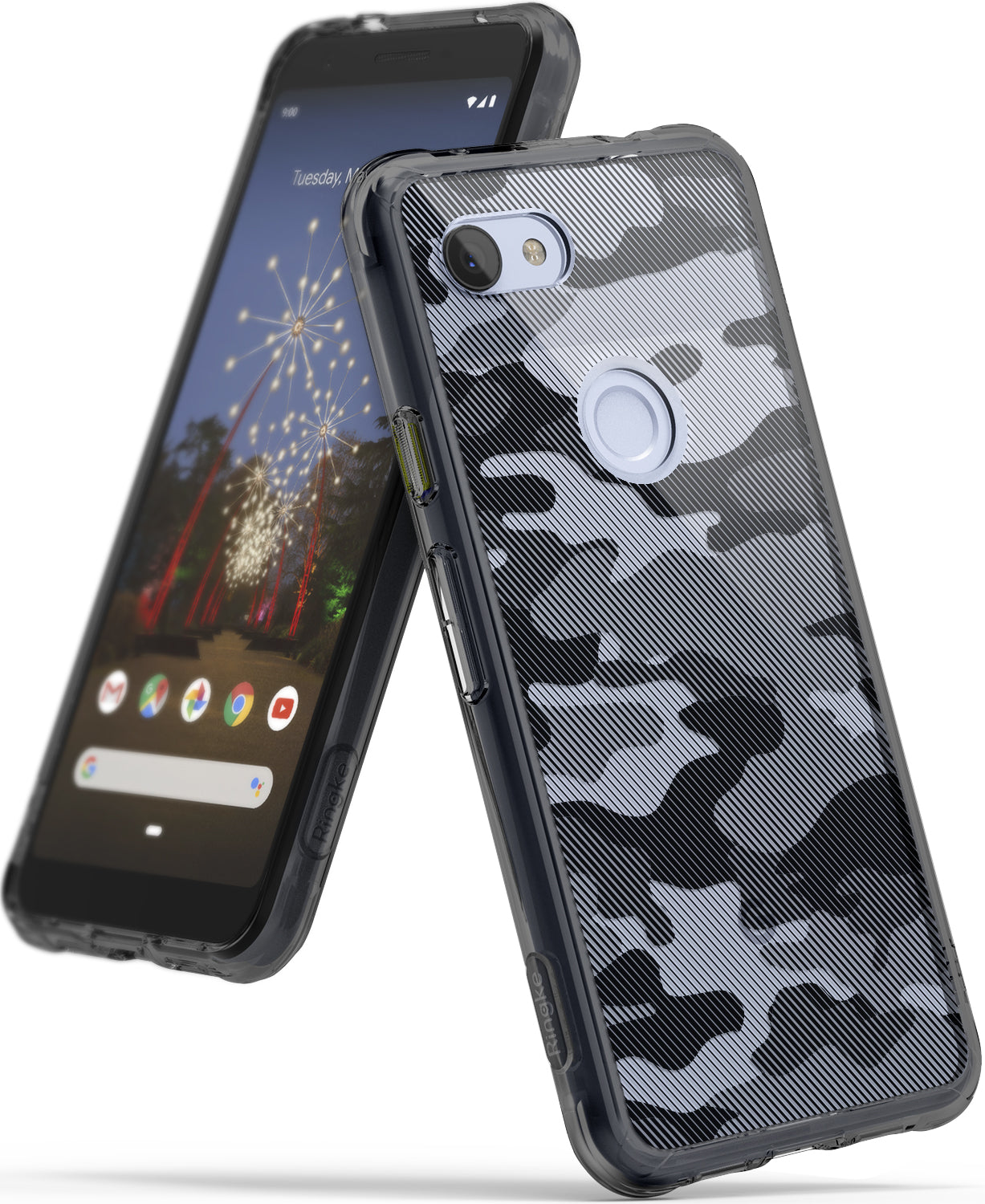 ringke fusion clear transparent protective back case cover for google pixel 3a main camo black