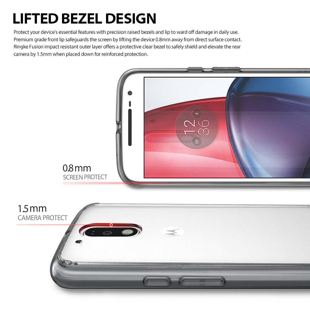 ringke fusion clear transparent hard back cover case for moto g4 and g4 plus main lifted bezel design