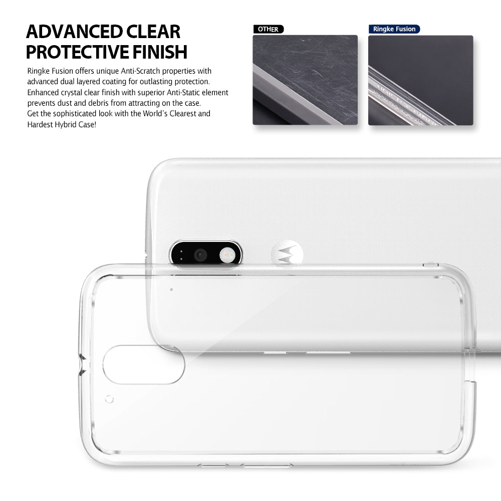 ringke fusion clear transparent hard back cover case for moto g4 and g4 plus main advanced clear finish