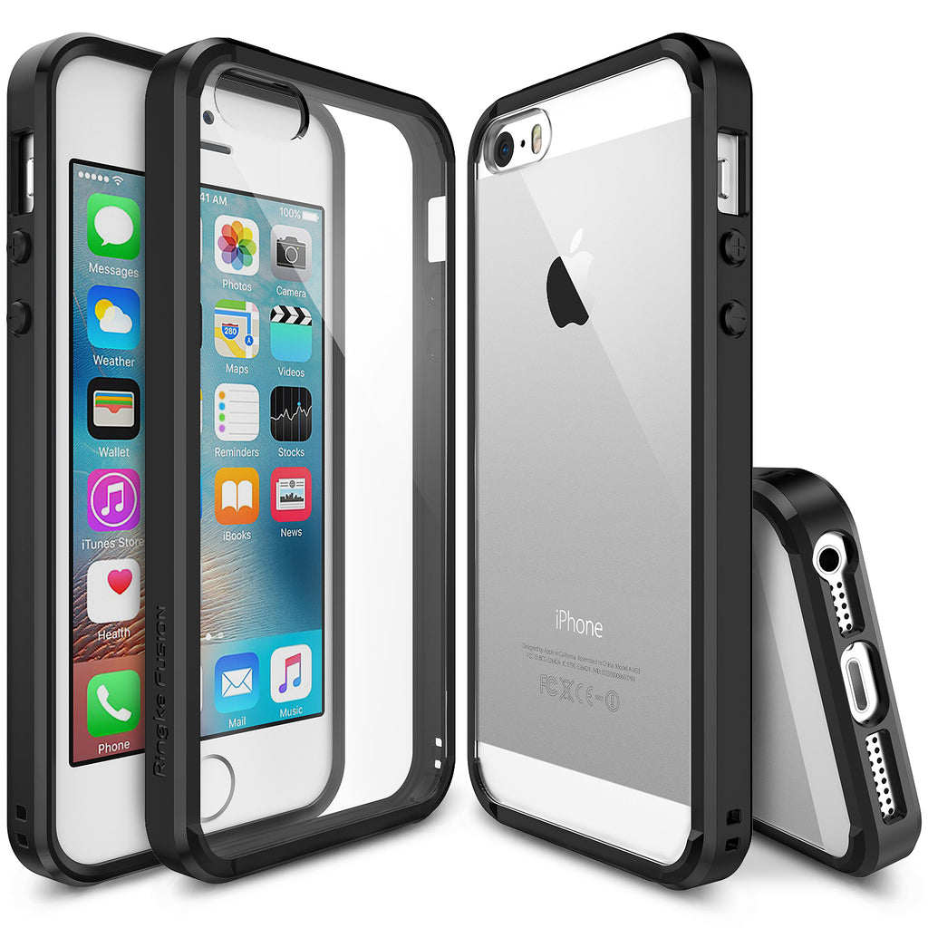ringke fusion transparent clear back case cover for iphone se 5s 5 main black