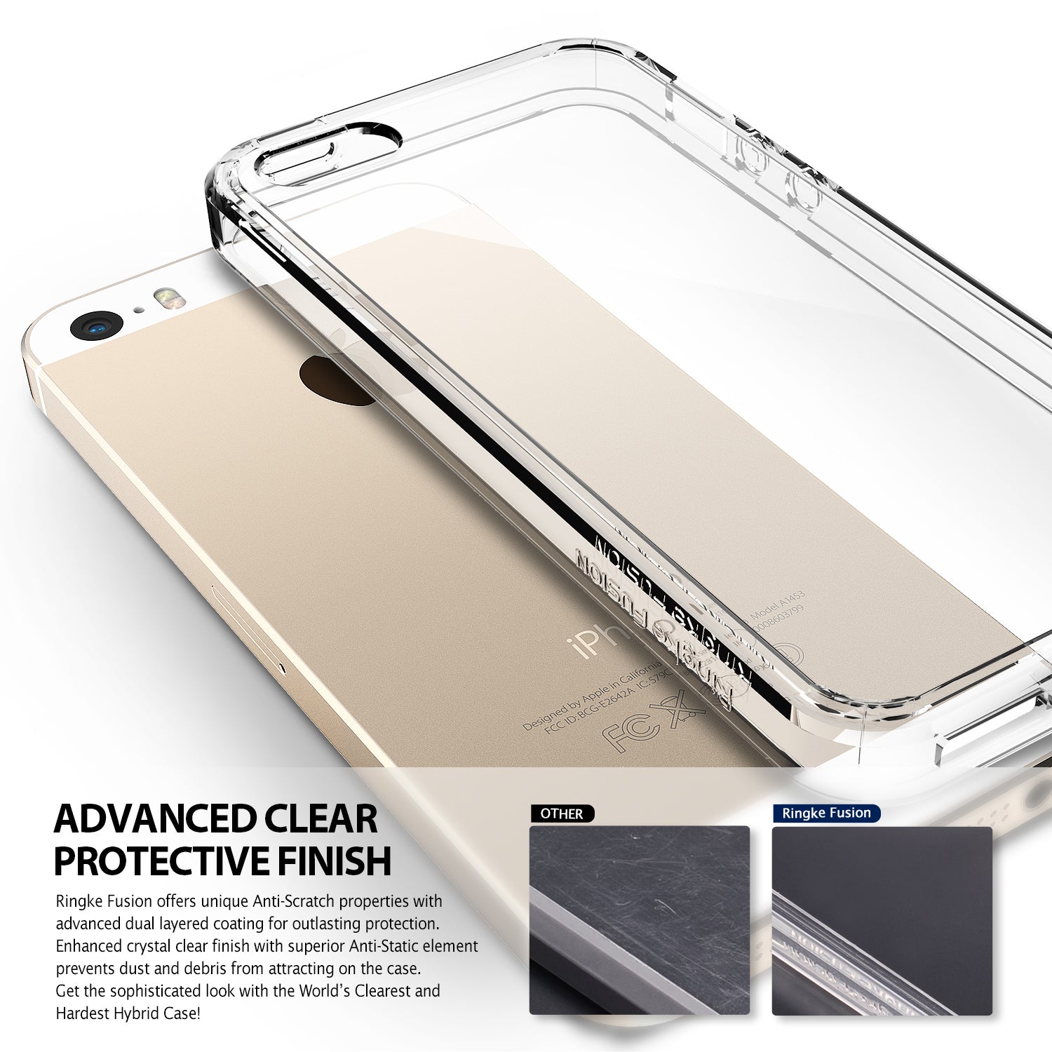 ringke fusion transparent clear back case cover for iphone se 5s 5 main transparent view