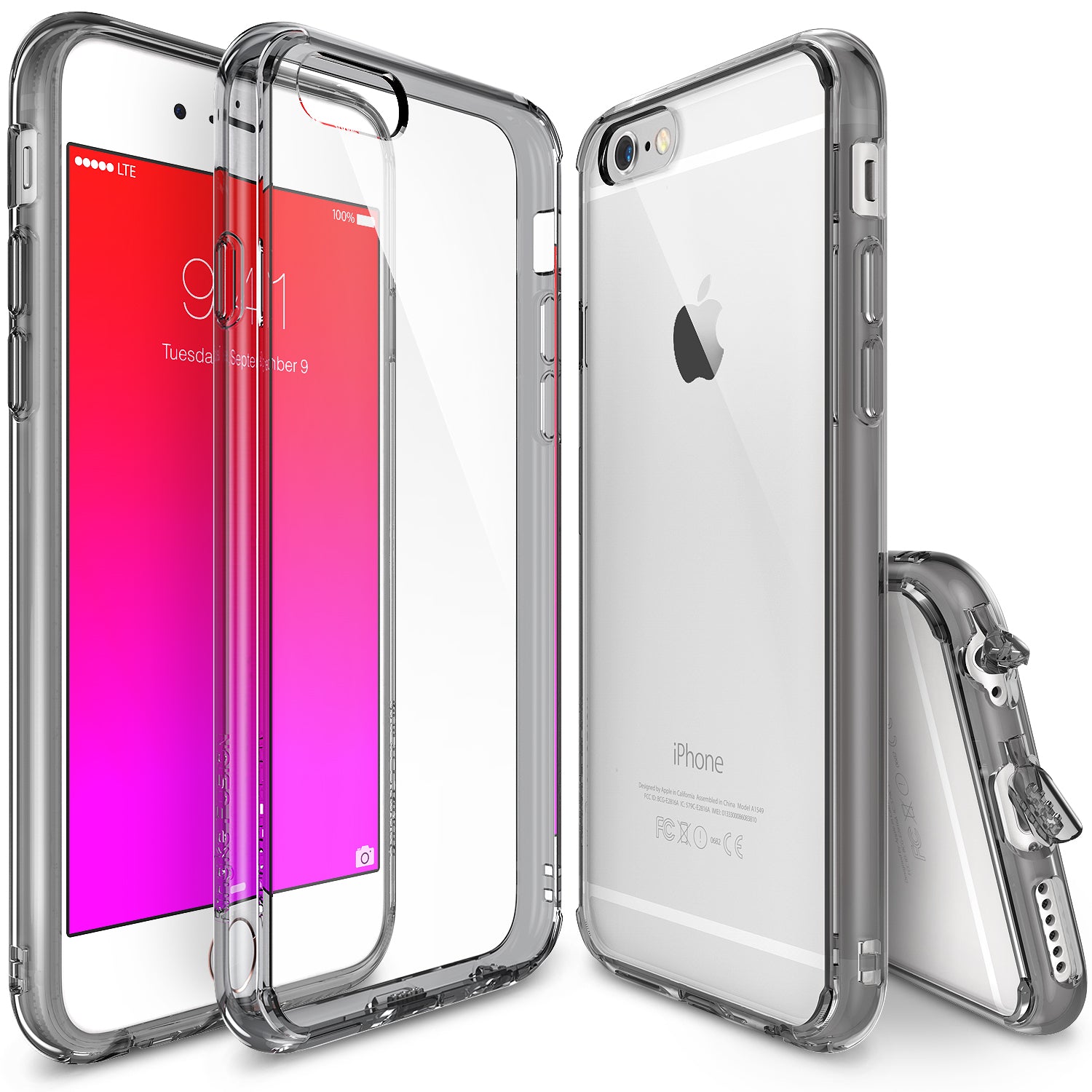 ringke fusion transparent clear back protective bumper case cover for iphone 6 plus 6s plus smoke black