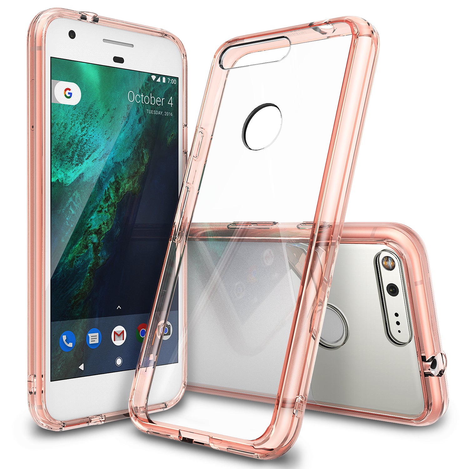 ringke fusion clear transparent hard back case cover for google pixel xl main rose gold