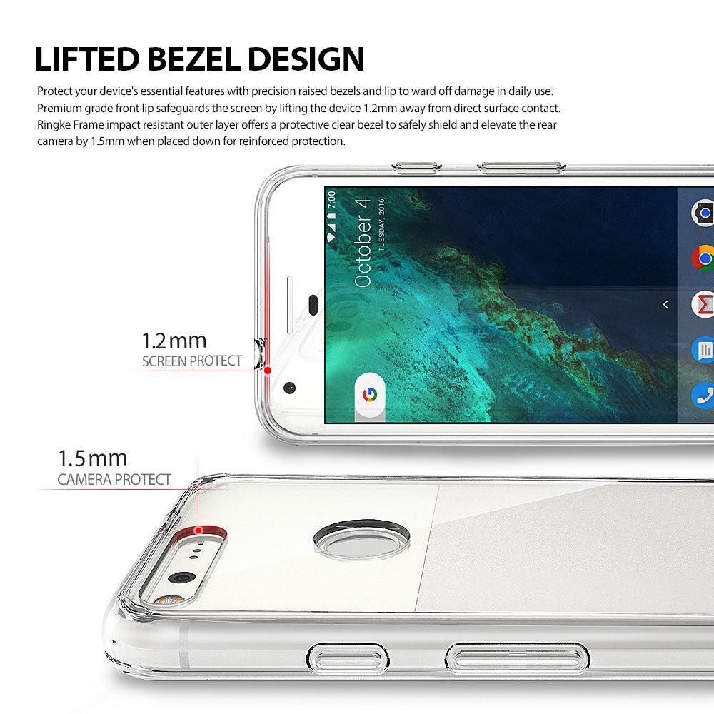 ringke fusion clear transparent hard back case cover for google pixel xl main raised bezel