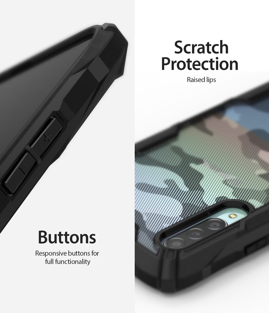 scratch resistant surface with responsive button cutouts