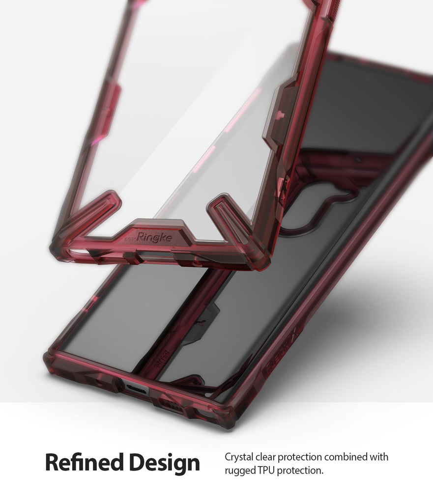 refined design with crystal clear pc back panel with impact absorbing tpu bumper