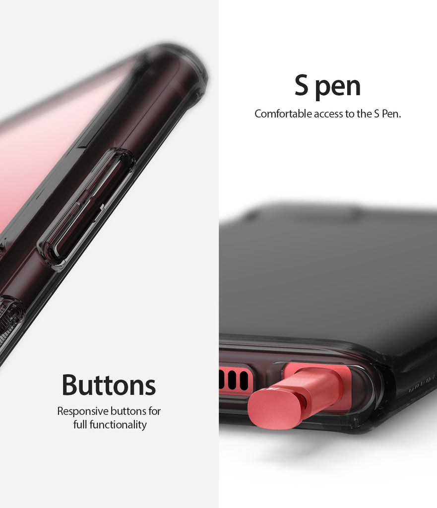 comfortable access to the s pen with responsive button cutouts