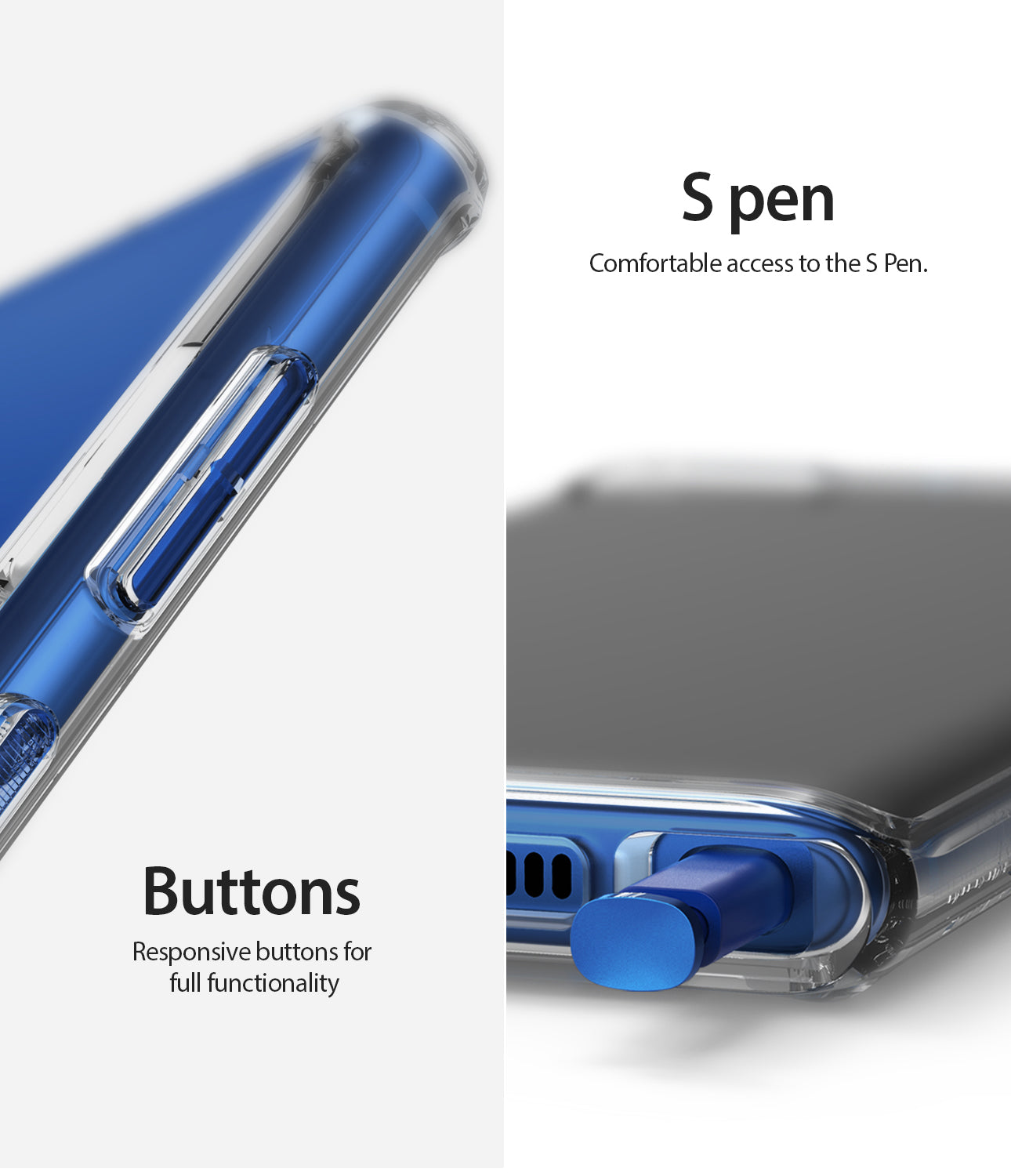 comfortable access to s pen with precise button cutouts