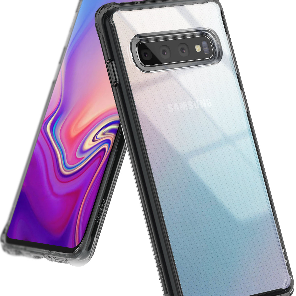 galaxy s10 fusion smoke black with clear pc back panel