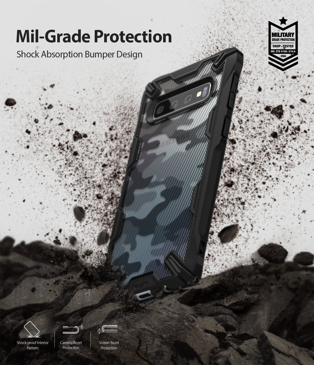 mil-grade protection of shock absorption bumper design