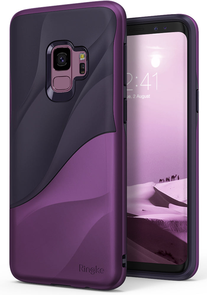 ringke wave design heavy duty dual layered protective case cover for galaxy s9 metallic purple