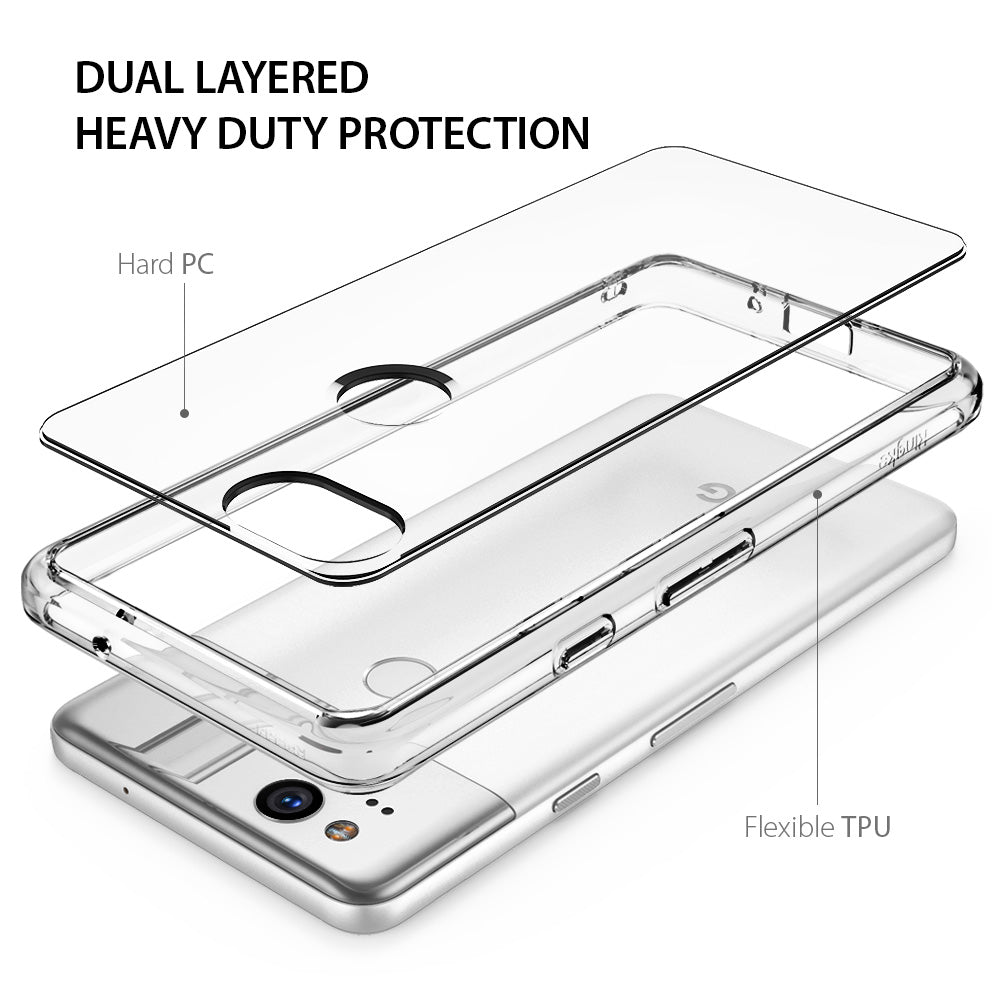 ringke fusion clear transparent hard back case cover for google pixel 2 main layered