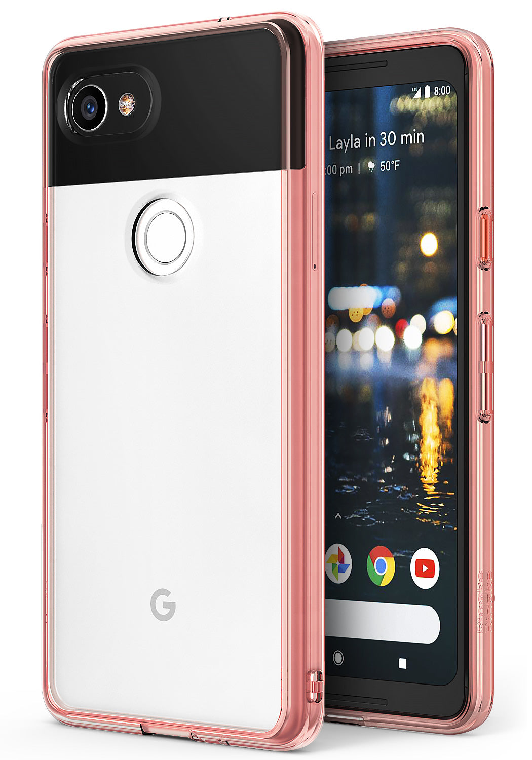 ringke fusion clear transparent hard back case cover for google pixel 2 xl main rose gold