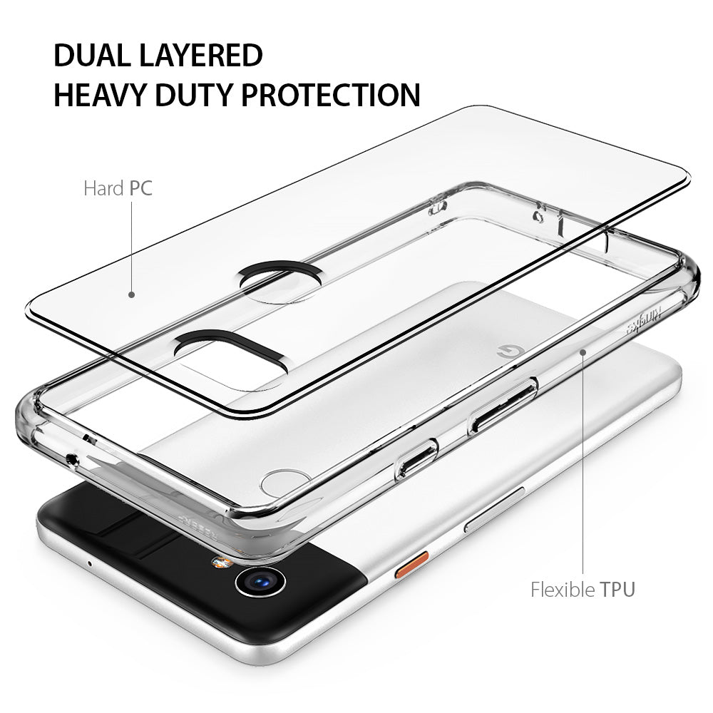 ringke fusion clear transparent hard back case cover for google pixel 2 xl main layered