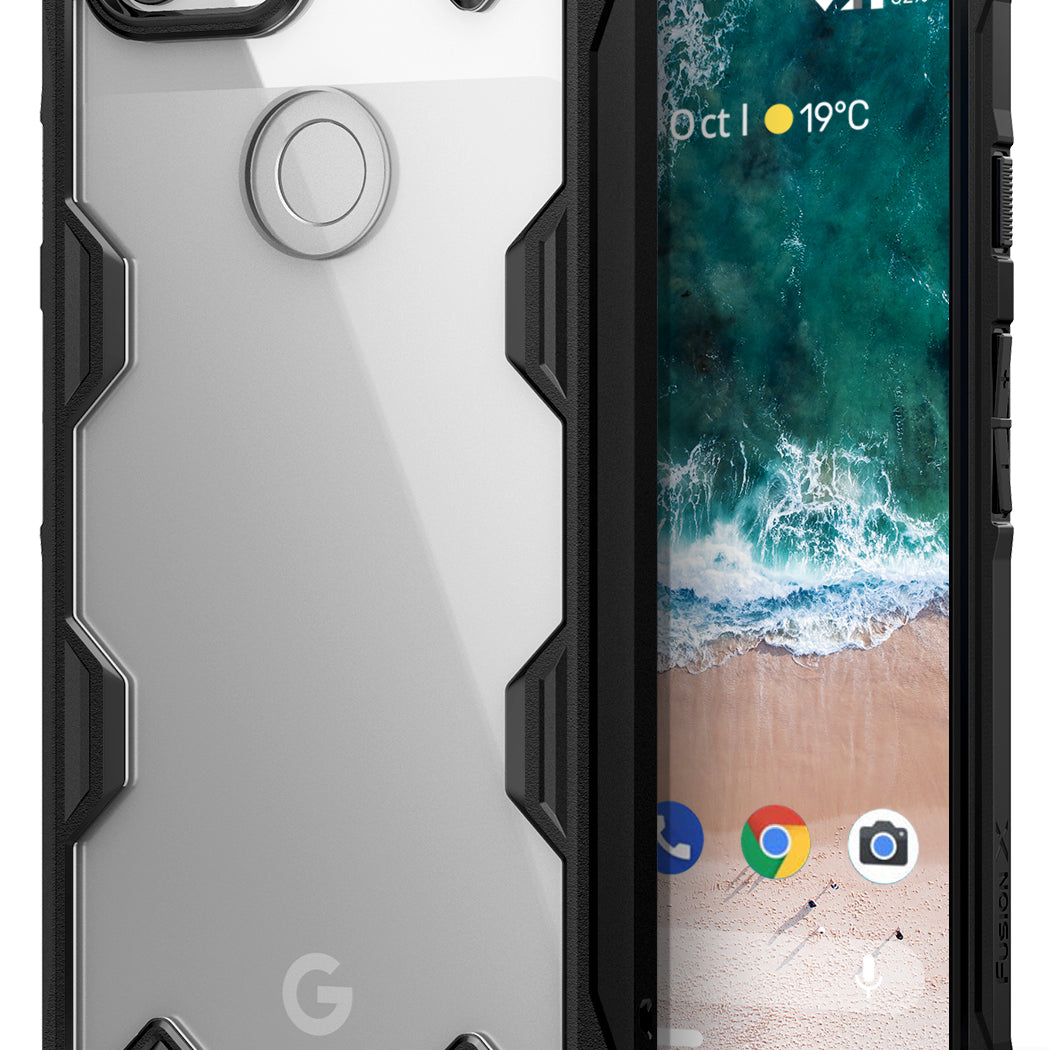 ringke fusion-x rugged heavy duty clear back case cover for google pixel 3 main black