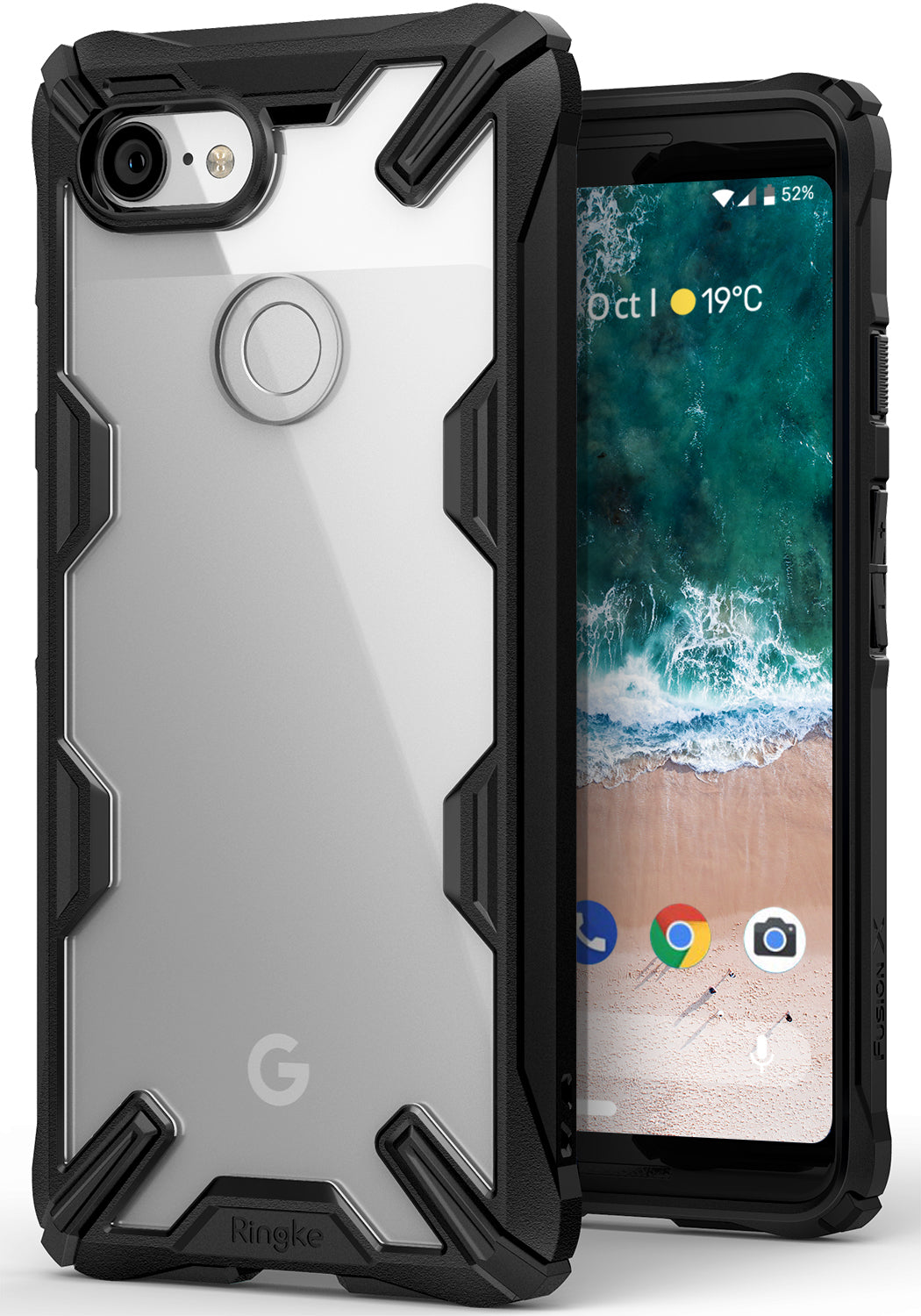ringke fusion-x rugged heavy duty clear back case cover for google pixel 3 main black