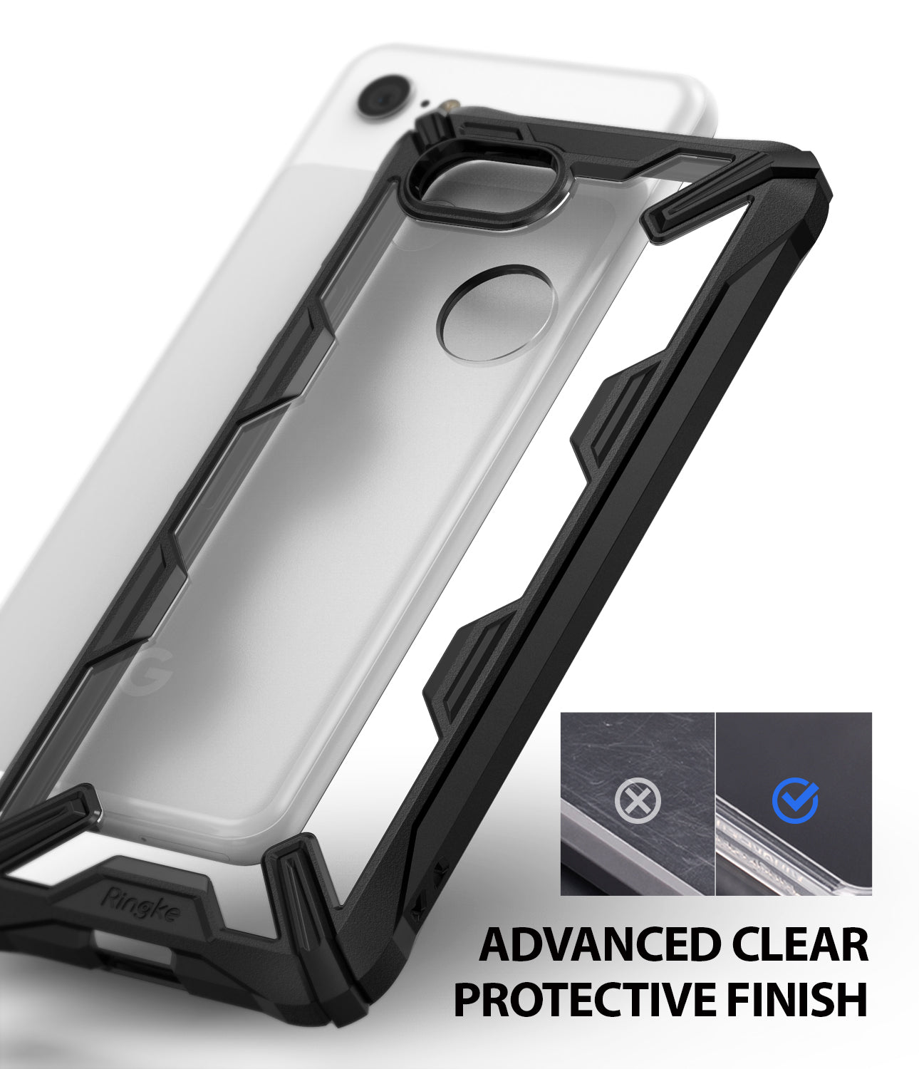 ringke fusion-x rugged heavy duty clear back case cover for google pixel 3 main anti cling technology
