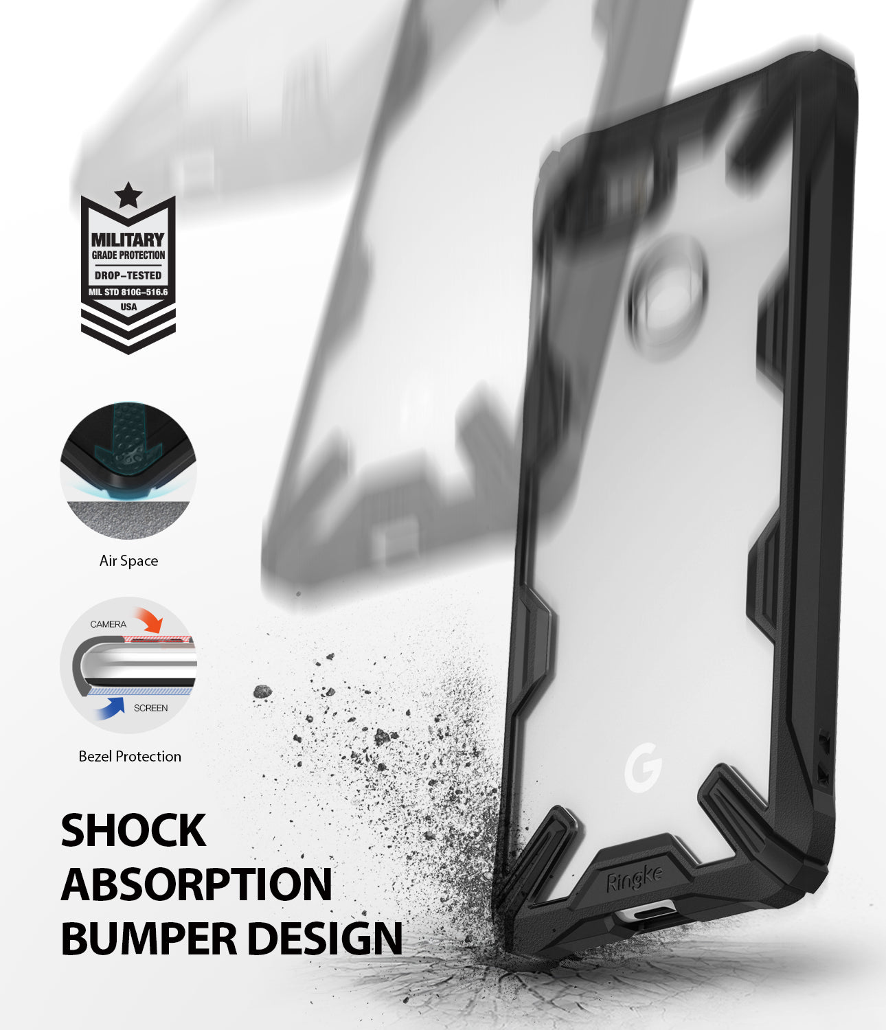 ringke fusion-x rugged heavy duty clear back case cover for google pixel 3 main shockproof protection